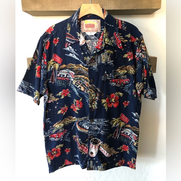 In N Out Burger|Hawaiian Vintage style novelty print button-down shirt•••Retro - Picture 1 of 11
